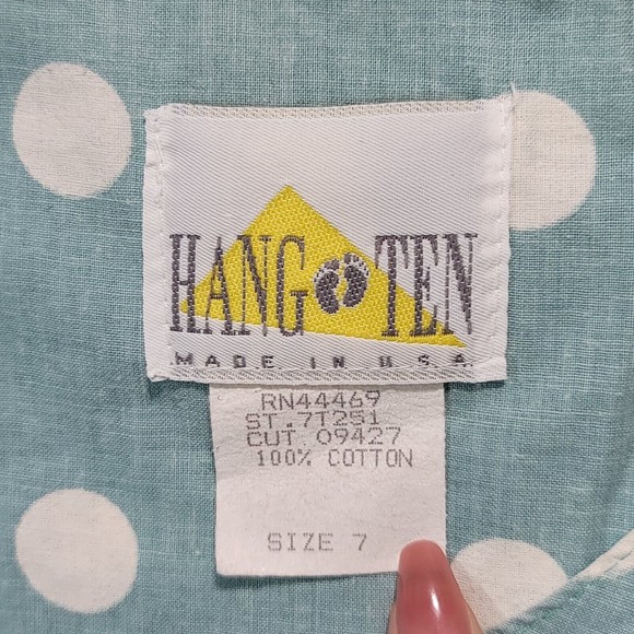 Vintage HANG TEN Polka Dot Dress Women Size 7 open side Sundress Pinup 80s/90s - Picture 15 of 16